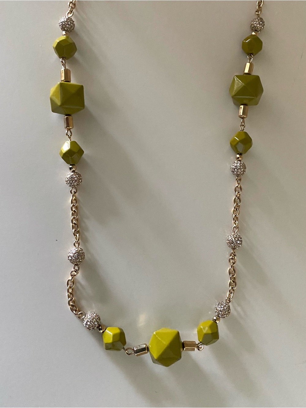 kate spade Olive Green Faceted Bead Necklace with Gold Accents